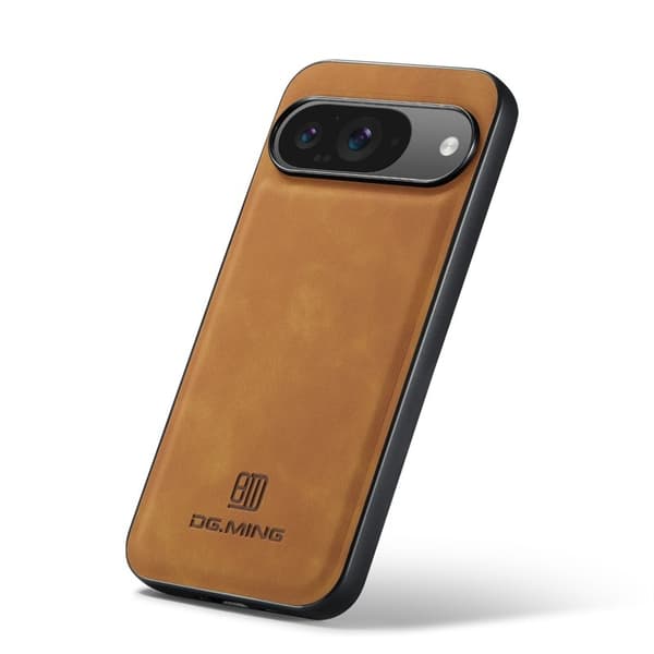 DG.MING Mobilskal till Google Pixel 9 Pro PU Läder Hybrid - Brun