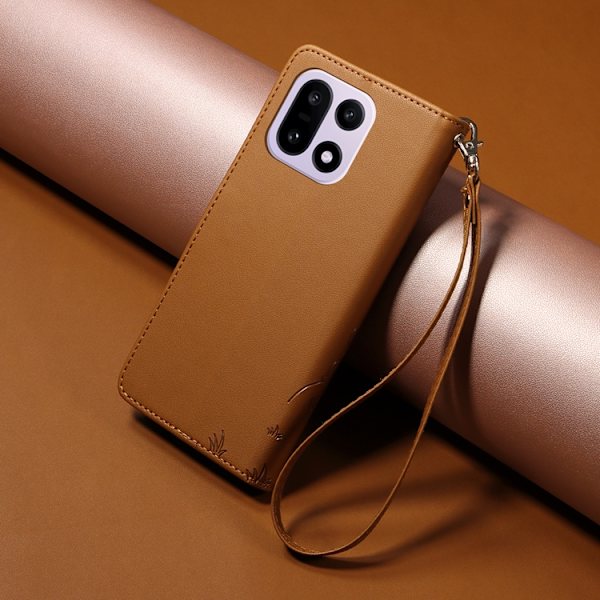 OnePlus 15 Konstläder Plånboksfodral RFID-Skydd Imprinted Dog Pattern Brun