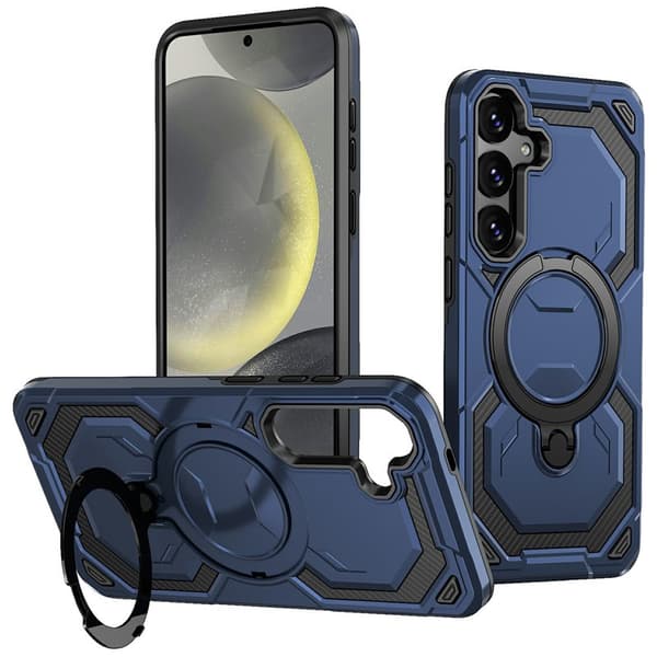 Mobilskal för Samsung Galaxy S26 Plus Magnetiskt Ring Kickstand PC + TPU - Blå