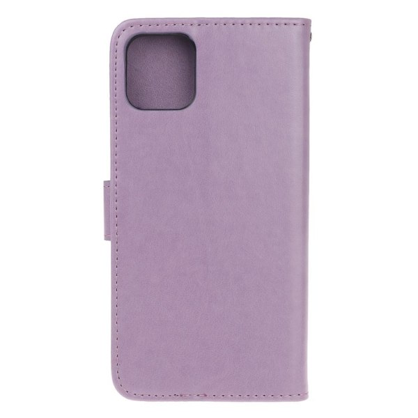 Imprint Nahkainen lompakkokotelo iPhone 12 Mini - Violetti