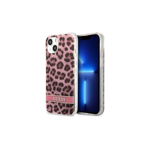 iPhone 13 Mini 5.4" Hårt Skal Rosa Leopard & Elektro Rand Rosa