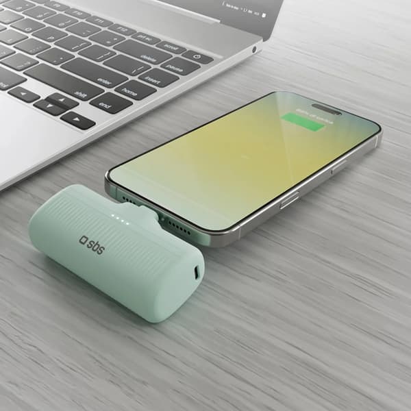 SBS Powerbank 5000mAh 10W med USB-C Hamn EcoPower - Grön