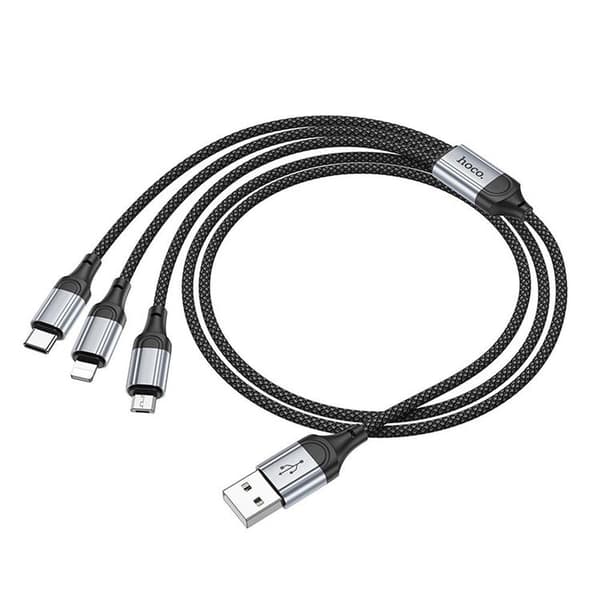Hoco 3in1 USB-A till Lightning, USB-C, Micro-USB Kabel 2.4A 1m X102 - Svart Black