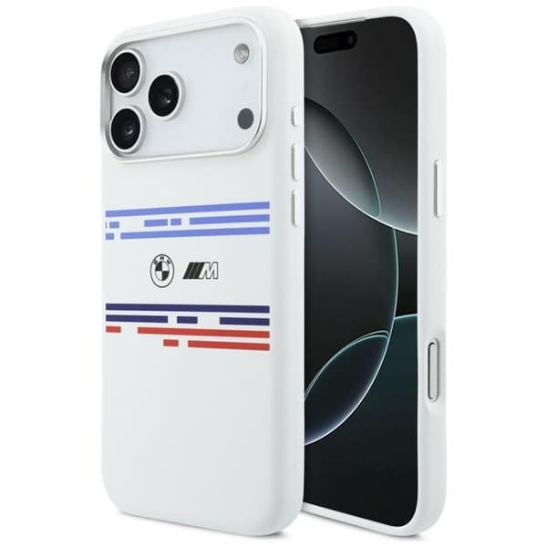 BMW Mobilskal till iPhone 17 Pro Max MagSafe Silikon Horizontal Line Vit