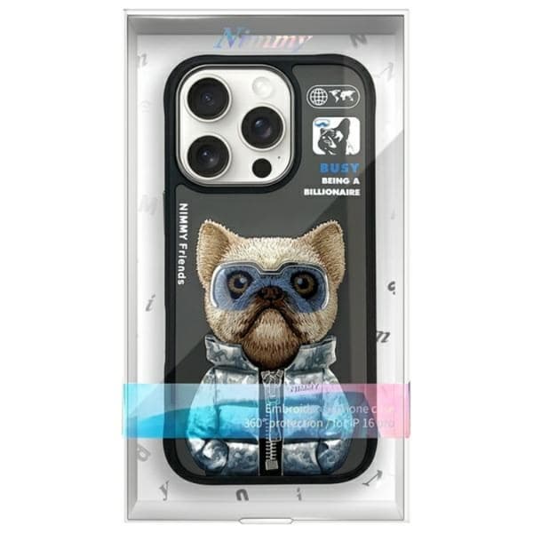 Nimmy Telefontaske til iPhone 16 Pro Max Cool & Cute 2.0 Dog - Sort Black