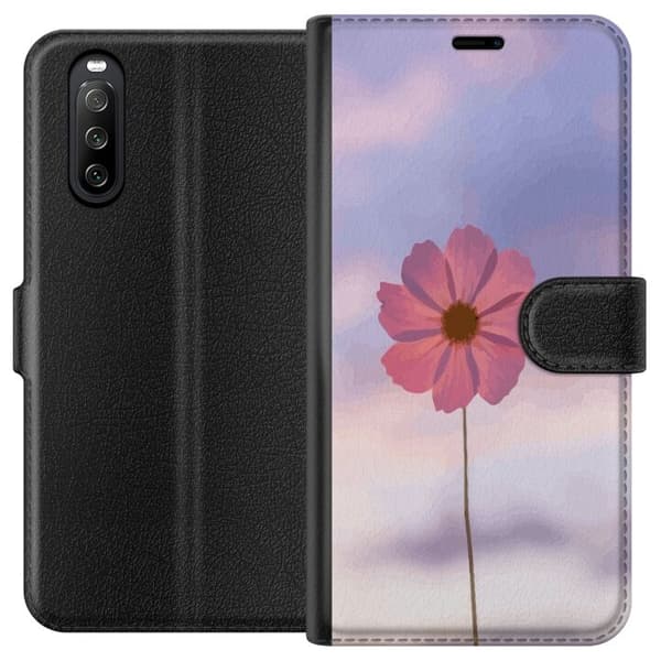 Pung Taske til Sony Xperia 10 III med Lyserød Blomst