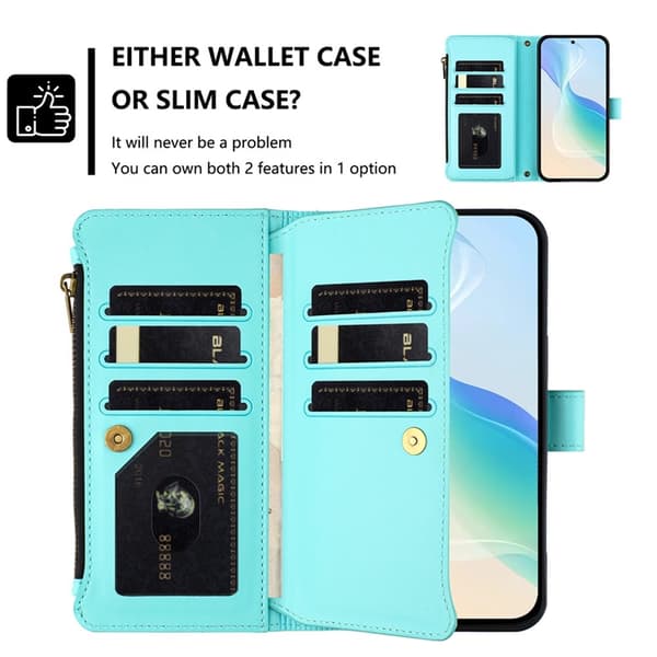 iPhone Air Plånboksfodral Zipper Med Rem - Mintgrön Grön