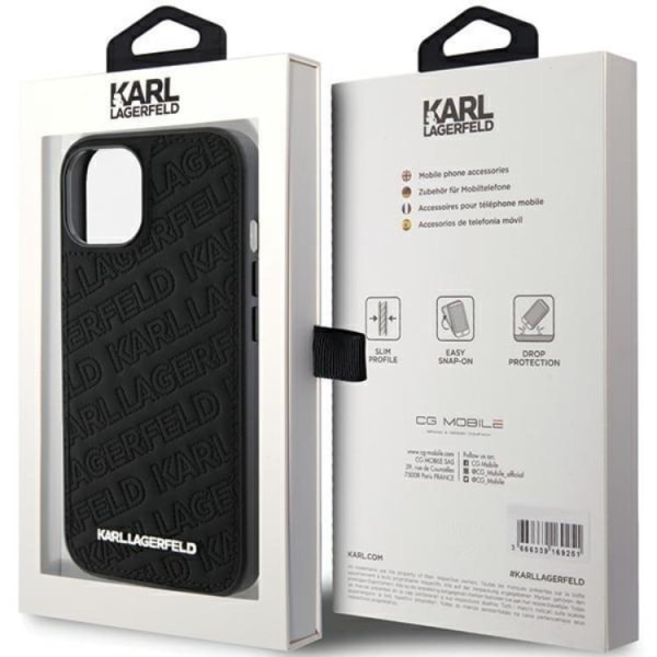 KARL LAGERFELD iPhone 15 Mobilcover Quiltet K Mønster - Sort