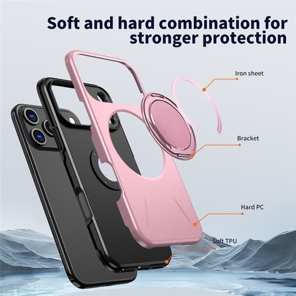 Mobilskal till iPhone 17 Pro MagSafe Rotating Kickstand - Rosa Rosa