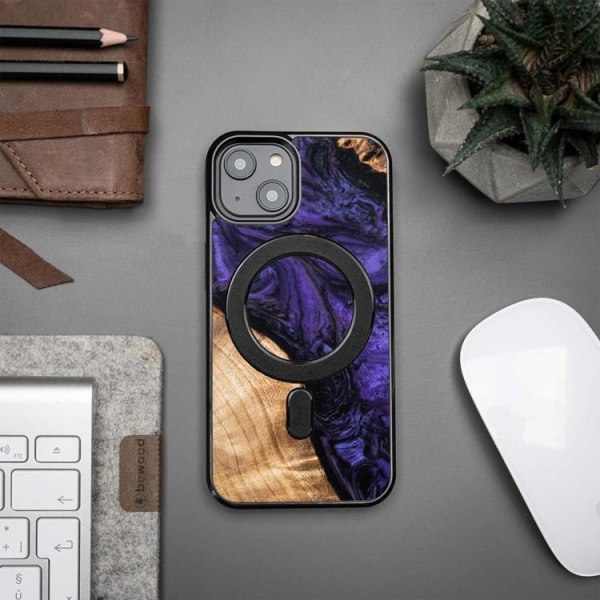 Bewood iPhone 14 Mobile Case Magsafe ainutlaatuinen violetti - violetti/musta