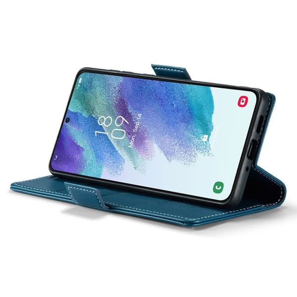 CASEME Plånboksfodral Konstläder för Samsung Galaxy S21 FE 5G - Blå