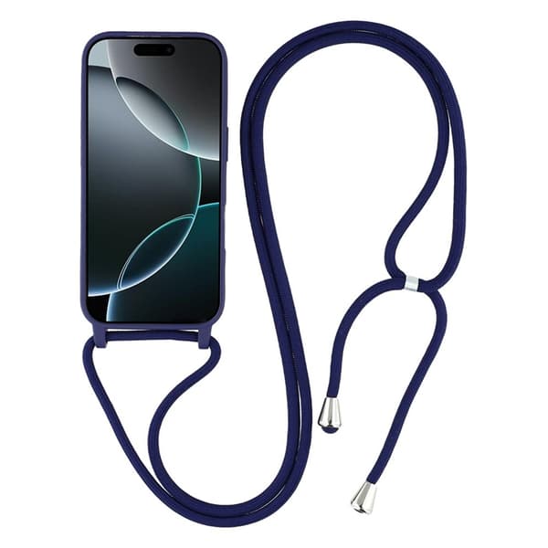 Mobilskal till iPhone 17 Pro TPU Shockproof med Lanyard - Mörkblå Blå
