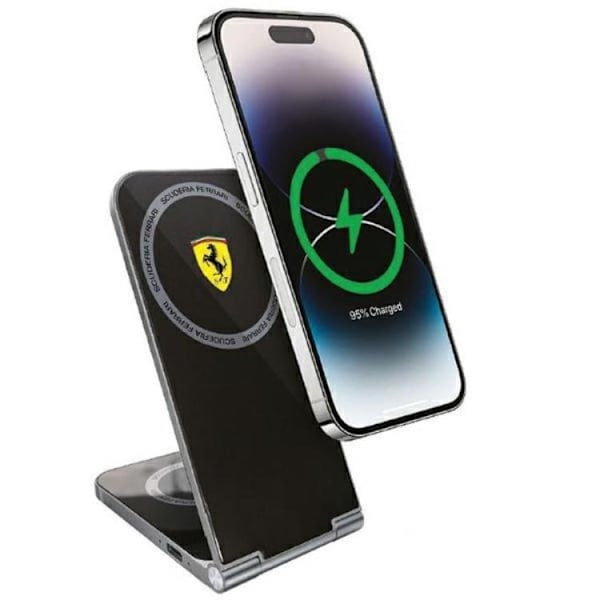 Ferrari 2-in-1 Trådlös Laddare Magsafe Induktionsladdare Svart