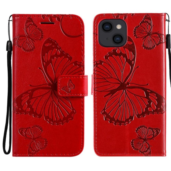 Butterflies Wallet Case iPhone 13 Mini - Rød Red