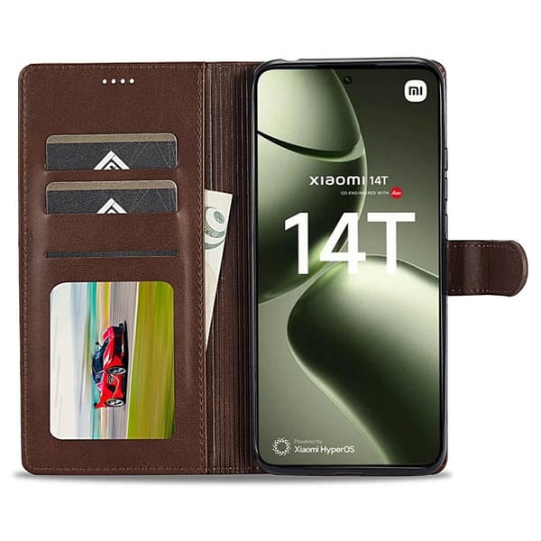 LC.IMEEKE Xiaomi 14T Plånboksfodral Konstläder - Brun