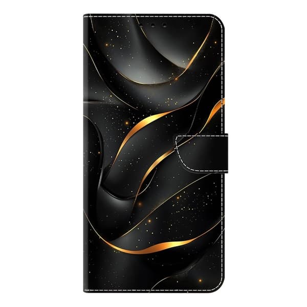 Samsung Galaxy S26 Plånboksfodral Vikbart Ställ Konstläder Mönster - Guld