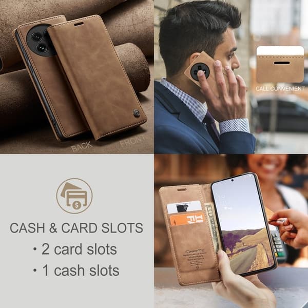 CASEME 013 Plånboksfodral för OnePlus 13 KonstLäder - Brun