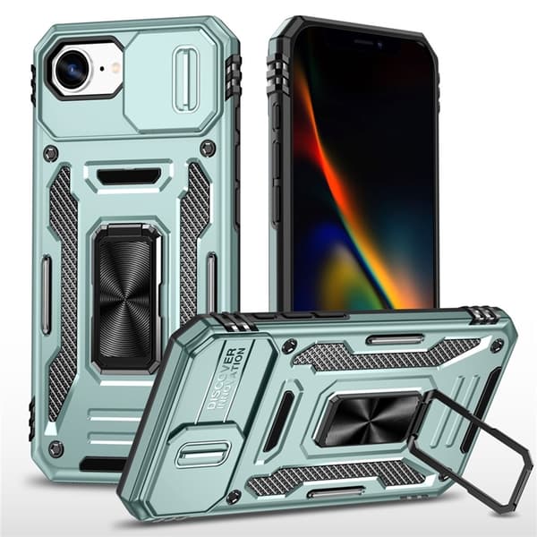 Mobilskal till iPhone 16e Kickstand Slide Lens Lid - Grön Grön
