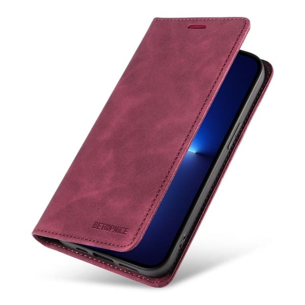 BETOPNICE 003 Plånboksfodral för iPhone 13 Pro - RFID Blocker Konstläder - Röd
