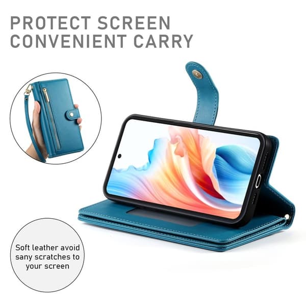 Samsung Galaxy S26 Edge Plånboksfodral Dragkedja Konstläder - Blå