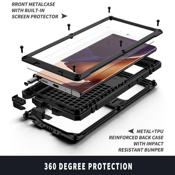 R-JUST Mobilskal till Galaxy Note20 Metall + Silikon + PC Svart