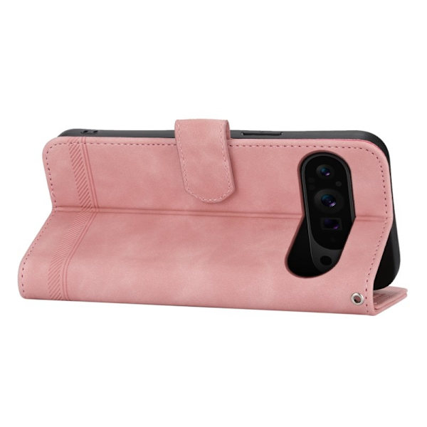 DIERFENG DF-03 Flip Plånboksfodral för Google Pixel 9 Pro - Äkta läder - Rosa