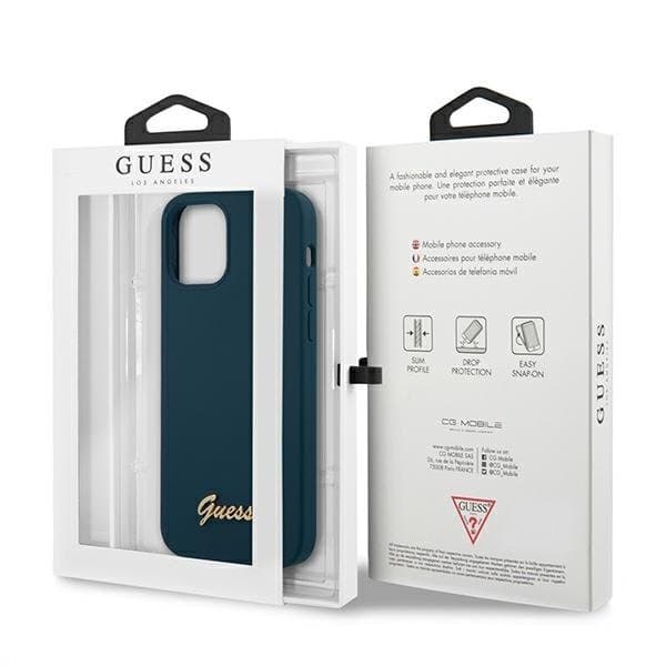 Guess iPhone 12 Pro Max Skal Metal Logo Script - Blå Blue