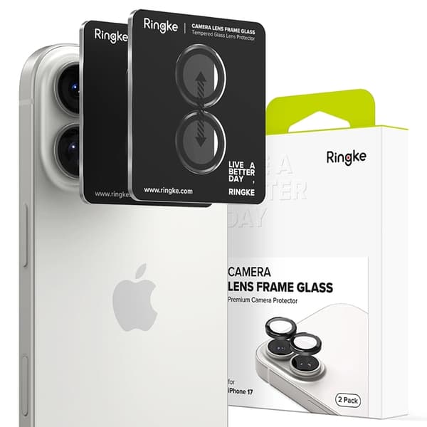 Ringke [2-Pack] iPhone 17 Härdat Glas Kameraskydd - Svart Svart