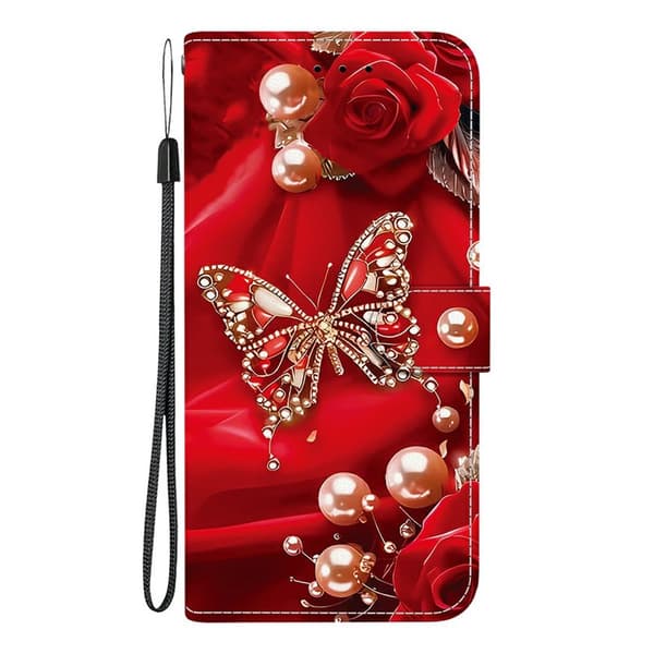 Plånboksfodral för Samsung Galaxy S26 Plus Konstläder Stativ Pärlbutterfly Rosa