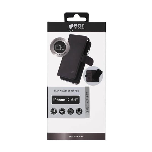 GEAR Mobiltaske Sort iPhone 12 & 12 Pro 2i1 magnetisk etui Black