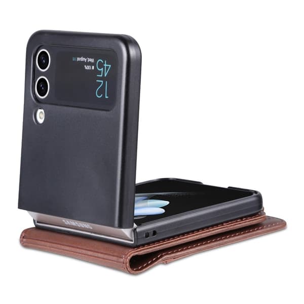 AZNS Samsung Galaxy Z Flip3 5G Plånboksfodral Konstläder - Brun