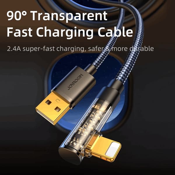 Joyroom Angled USB-A till Lightning kabel 1.2m - Blå Blå