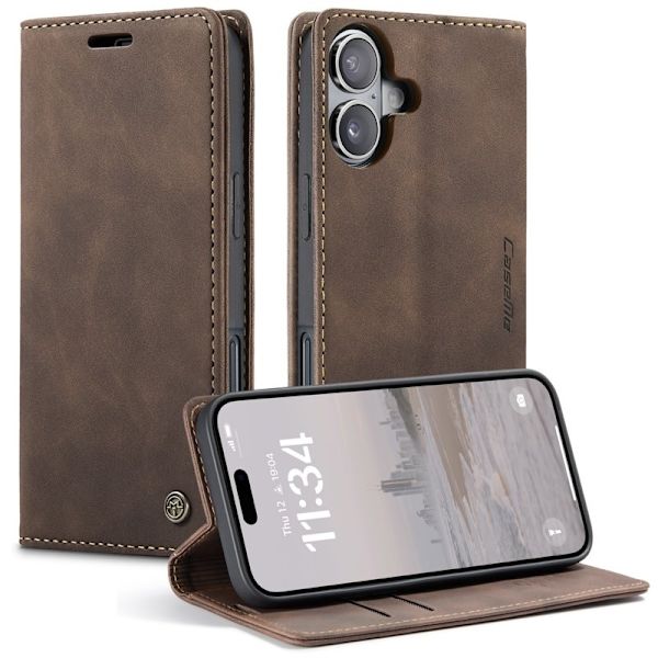 CASEME 013 Case iPhone 17 Plånboksfodral Konstläder - Kaffe