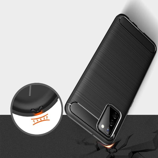 TPU Carbon Cover Galaxy A02S - Sort Black