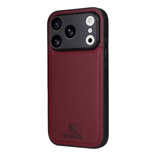 BETOPNICE iPhone 17 Pro Plånboksfodral - Avtagbart Konstläder - Röd