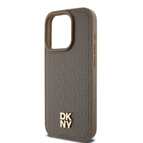 DKNY iPhone 15 Pro Mobilskal Magsafe Läder Pattern Metal Logo