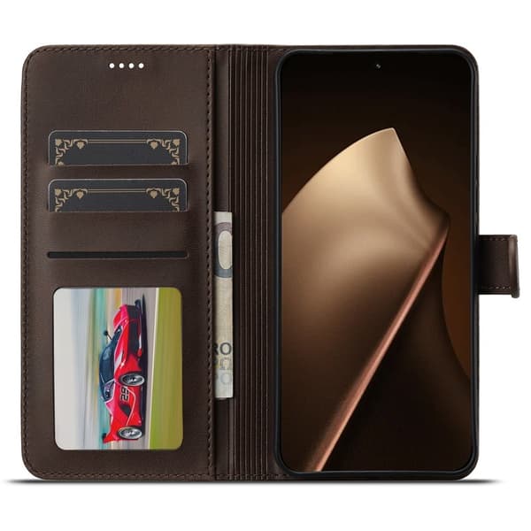 LC.IMEEKE Xiaomi 15T Pro Plånboksfodral Konstläder - Brun