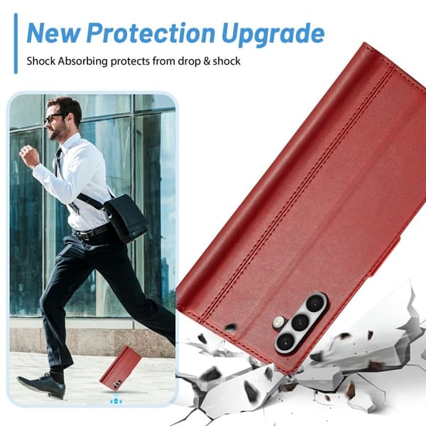LC.IMEEKE Samsung Galaxy S24 Plånboksfodral Konstläder Kortfack - Röd