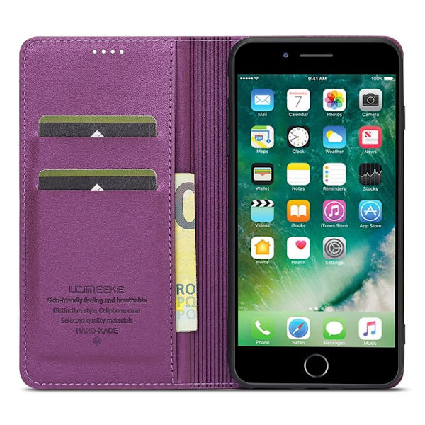 LC.IMEEKE L1 Series iPhone 8 Plus Plånboksfodral Konstläder - Lila
