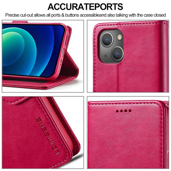 LC.IMEEKE iPhone 15 Plånboksfodral Drop Resistant Konstläder - Rosa
