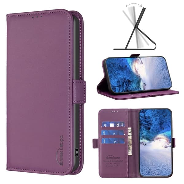 BINFEN Samsung Galaxy S26 Plus Plånboksfodral Konstläder Flip Folio - Mörklila