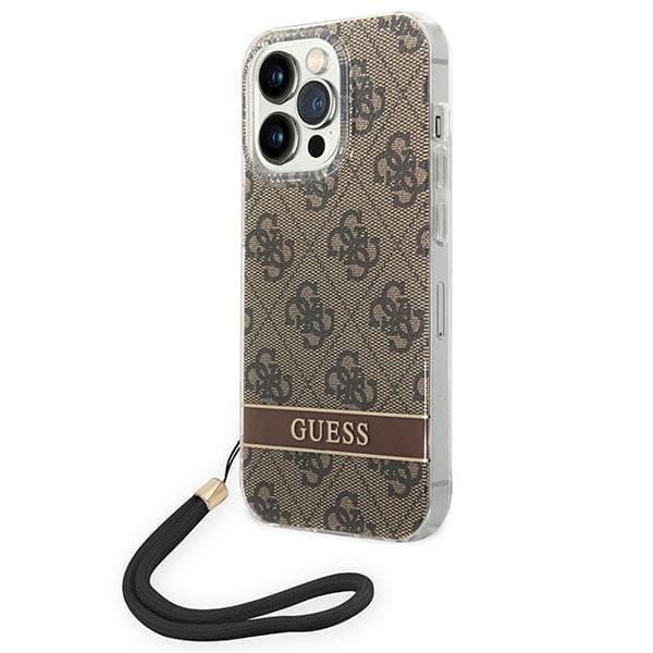 GUESS iPhone 14 Pro Skal Print Strap - Brun Brun