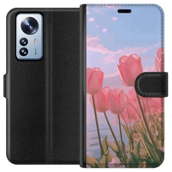 Plånboksfodral till Xiaomi 12 Pro med Rosa Tulpaner