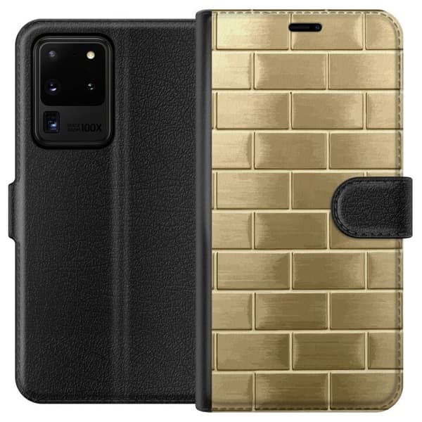 Plånboksfodral till Samsung Galaxy S20 Ultra med Gyllene Murstenar