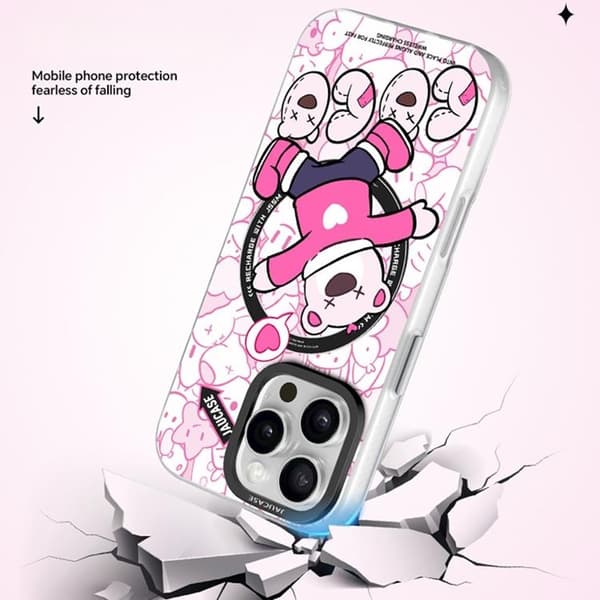 JAUCASE Mobilskal till iPhone 16 Pro MagSafe - Lying Bear Rosa
