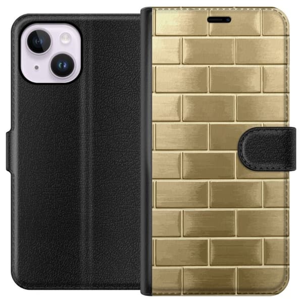 Plånboksfodral till Apple iPhone 14 Plus med Gyllene Murstenar