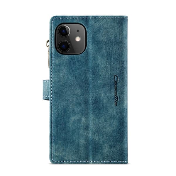 CASEME Konstläder Plånboksfodral för iPhone 12 mini med rem - Grön