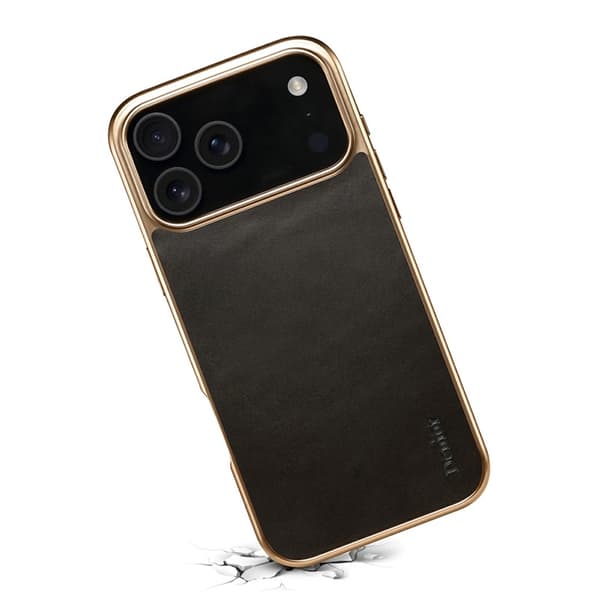 DENIOR Mobilskal till iPhone 17 Pro Äkta Läder Electroplating - Svart Svart