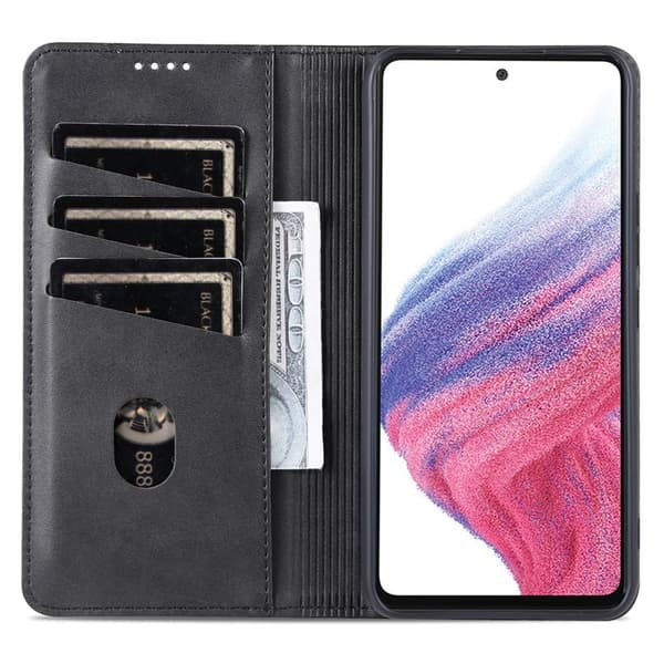 AZNS Samsung Galaxy S23 FE Plånboksfodral Flip Konstläder - Svart