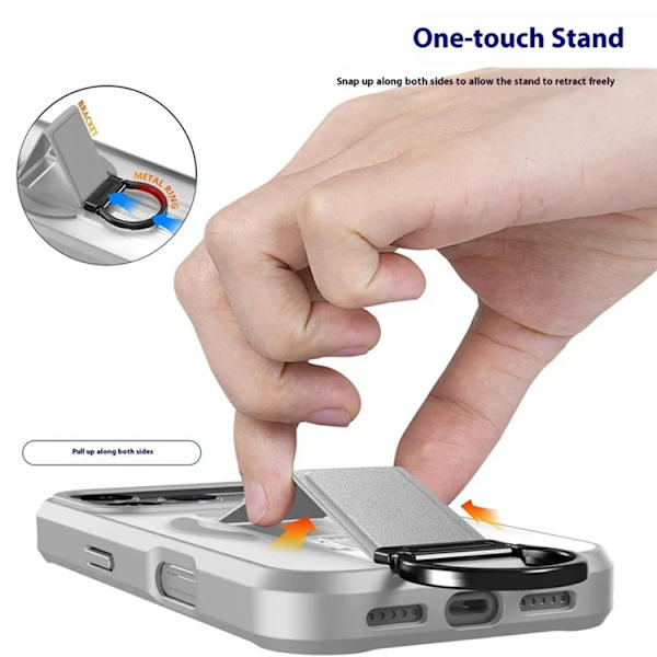 Mobilskal till iPhone 17 Pro Max Magsafe D-Ring Kickstand - Grå Grå